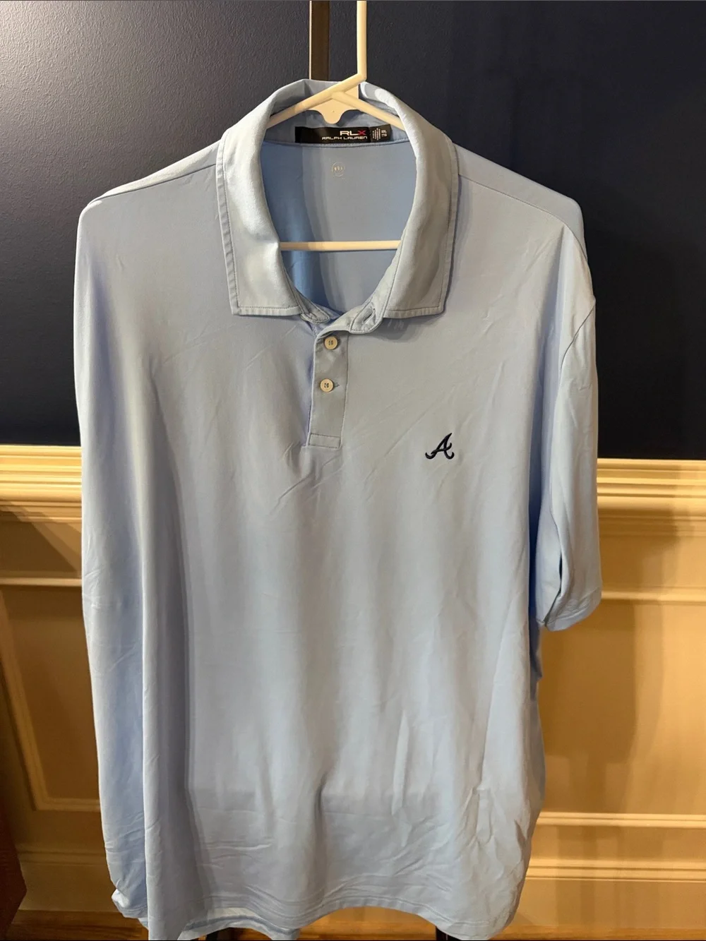Ralph Lauren Light Blue Polo with Embroidered Atlanta Braves 'A'